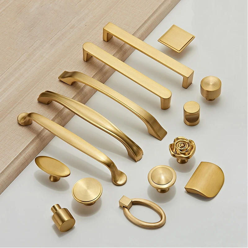Various Styles/gold Solid Brass Knobs And Handles Drawer