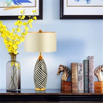 

American Retro Ceramic LED Table Lamp Lighting Nordic Desk Decoration Lamp Reading Table Lights Loft Study Bedside Bedroom Lamps