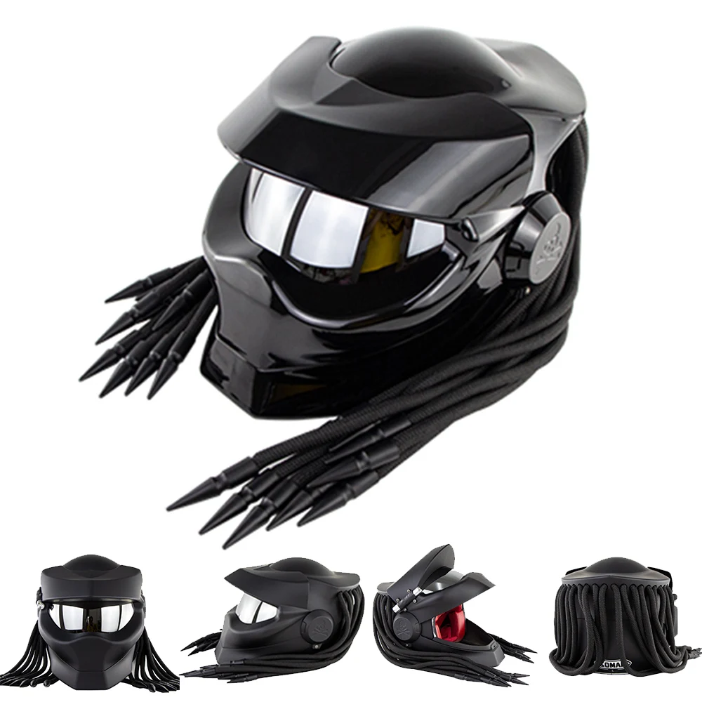 Custom Predator Glossy Black CASCO Open Face Motorcycle-Helmet-FREE SHIPPING 