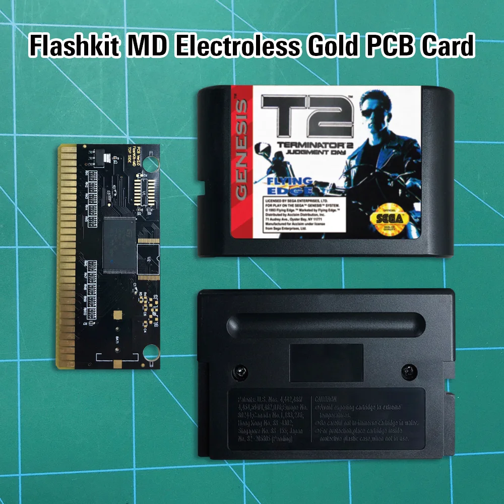 Терминатор 2-Flashkit MD никелевое золото схема на основе печатной платы 16 бит MD-игры