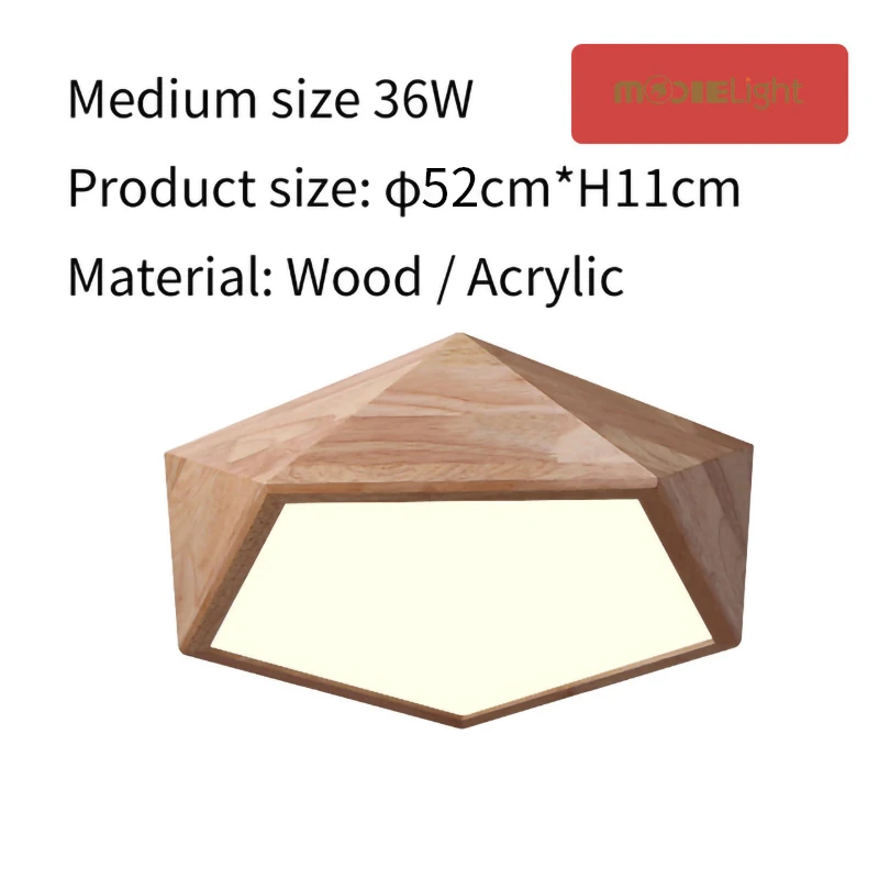 Mooielight Creative Wood Geometric LED Ceiling Lamps modern living room bedroom aisle ceiling light, Indoor Lighting Fixture - Цвет корпуса: Dia 52cm