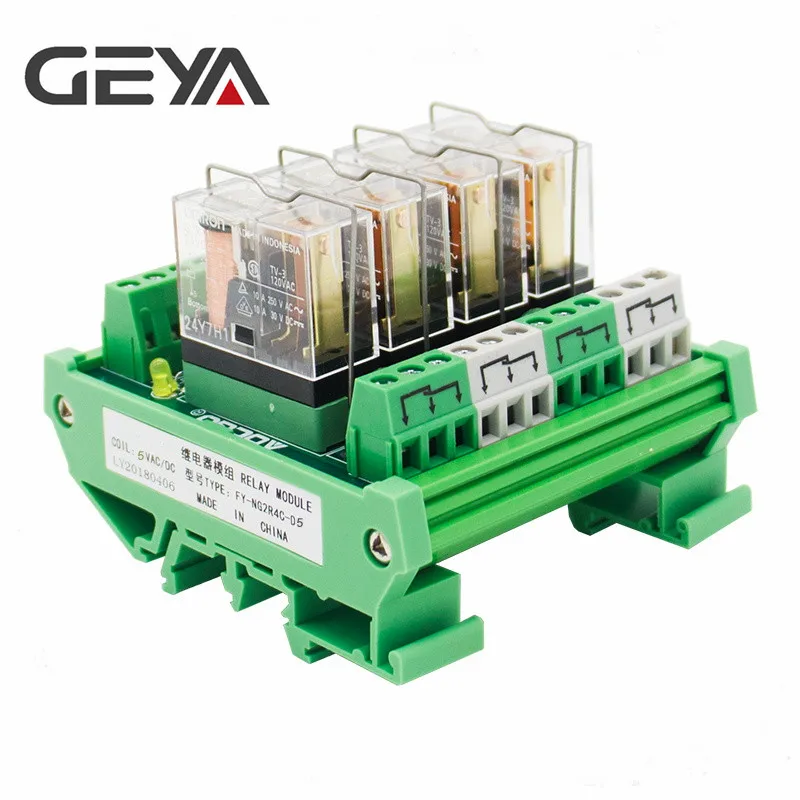 

GEYA NG2R 4 Channel Relay Module 1NO 1NC Relay SPDT Module 12V 24V AC DC Omron Relay PLC
