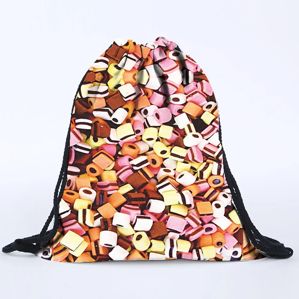 Hot New Fashion Backpack Unisex 3D Printing Candy Polyester Bags Mmoji Backpacks Drawstring Backpack