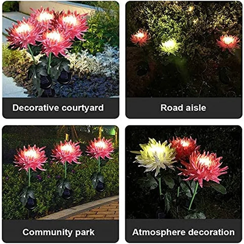 Lâmpada à Prova Água para Pátio Crisântemo Solar Plug-in Jardim Paisagem Dwaterproof Simulação Flor Gramado Estacas Decoração Led Luz 7 High Quality Luzes e Iluminação