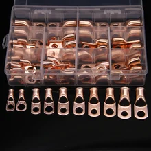 

70PCS Assortment Wire Ring Bare Copper 1/0 AWG Gauge 3/8" Connectors Car Audio Terminals Closed Ends Battery Lug