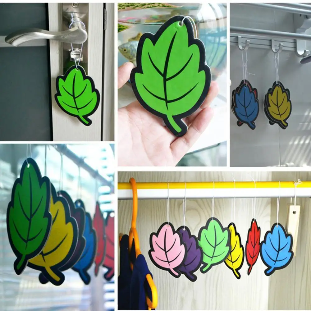 12 шт./партия, блестящая бумага, блестящая бумага, подвесной автомобильный освежитель воздуха, ароматизированный ванильный аромат, форма листа для автомобильного домашнего шкафа