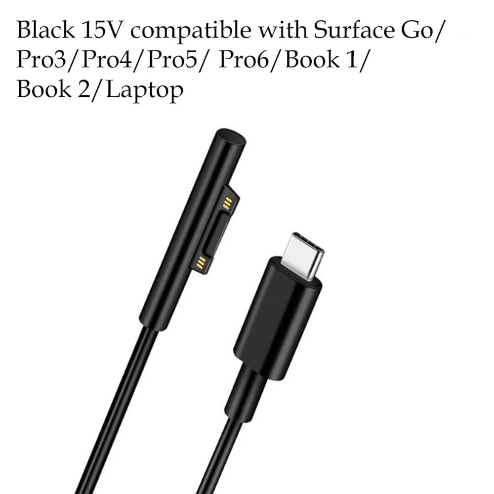 PD USB Type C Charger for Microsoft Surface Pro 6/5/4/3 Go Book Tablet Compatible 15V/12V 4A 3A 2.58A 65W 44W PD Charging Cable