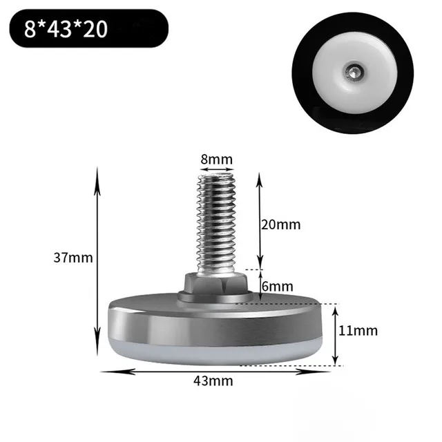 2/4/8Pcs Metal Furniture Legs Anti-slip Base Coffee Table Cabinet Leg Pad M6 M8 M10 Adjustable Leveling Feet Leveler 15mm-40mm 43mm  M8x20mm
