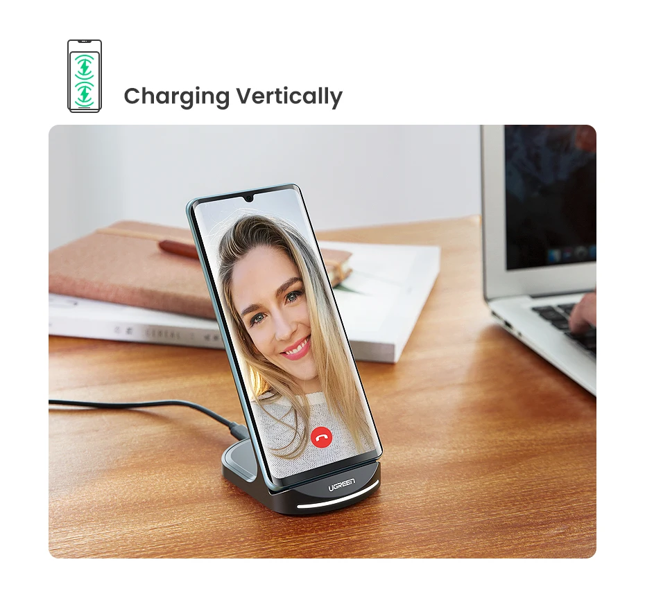 Ugreen qi wireless charger stand for iphone 11 pro x xs 8 xr samsung s9 s10 s8 s10e fast wireless charging station phone charger