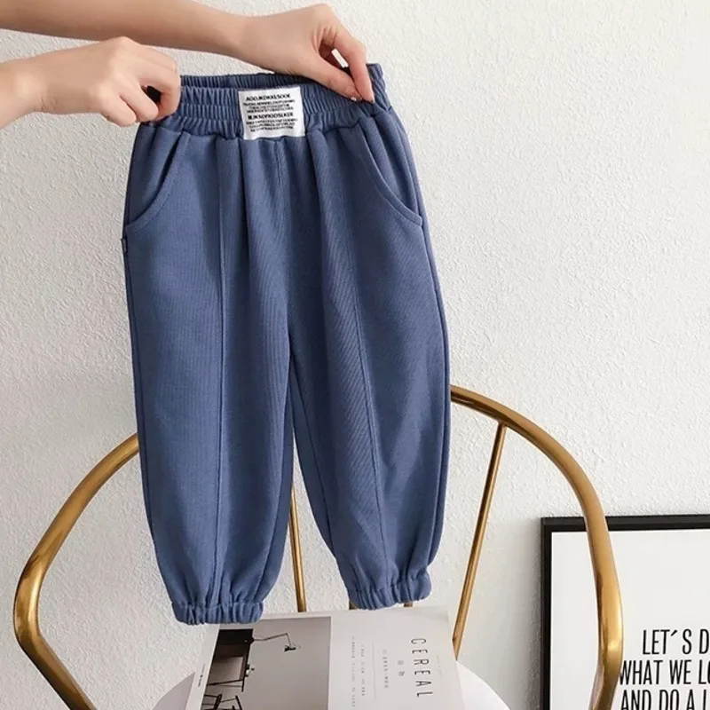 MIEMBRO Spring Autumn Solid Children Letter Printed Trousers Girls Loose Sports Pants Boys Kids Casual Clothes Clothing