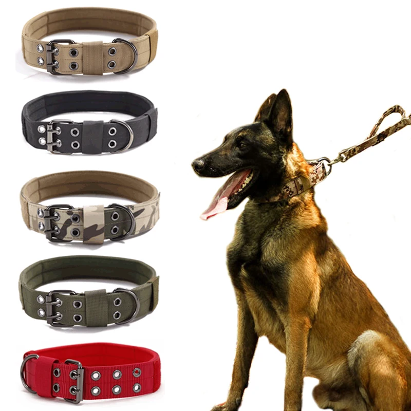 

HptYfd Tactical Dog Collar Thicken Anti-friction Nylon Collar for Medium Large Dogs Adjustable Walking Training Pet Supplies