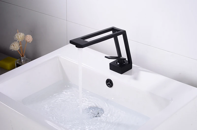 Index Bath Solid Brass Faucet Hollow Bathroom Basin Faucet Cold & Hot Water Mixer Sink Tap