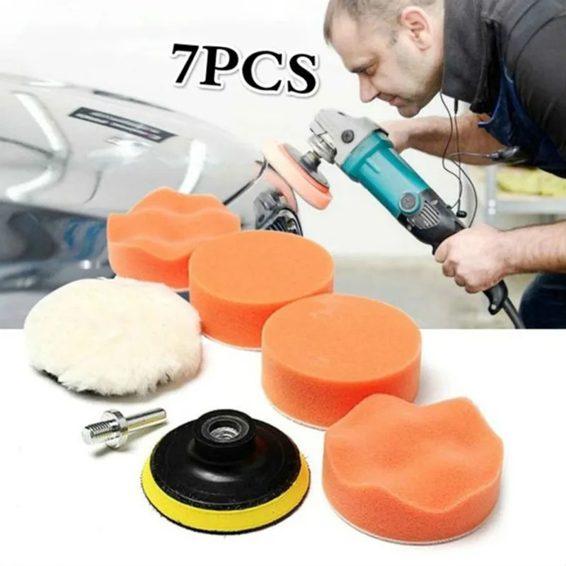 7Pcs Car Polishing Waxing Sponge Wheel Buffing Pad Set Car Polisher