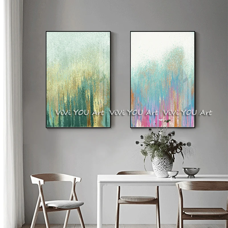 Abstract-Shining-Golden-Paint-Canvas-Painting-Modern-Dreamy-Green-Pink-Poster-Print-for-Living-Room-HD (4)