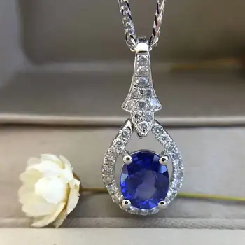 

Starfield 18K White Gold 0.23carat Diamond Encrusted Sri Lanka 1carat Sapphire Pendant Necklace with Chain for Women Certified