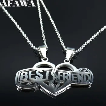 

Bbest Friends Stainless Steel Necklaces Men Women Black Enamel Heart best friends Pendant Necklace Jewelry collares N1866S01
