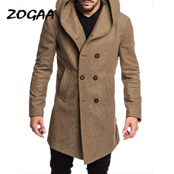 

ZOGAA Fashion Mens Trench Coat Jacket Spring Autumn Mens Overcoats Casual Solid Color Woolen Trench Coat for Men Clothing