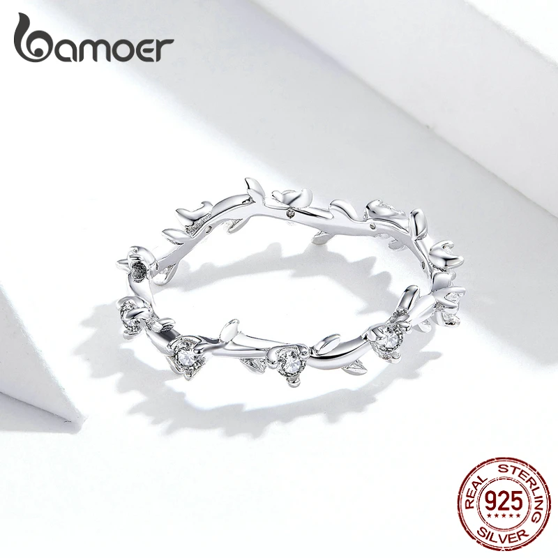 Женское серебряное кольцо bamoer GXR625 в виде ветки леса Подарок на годовщину