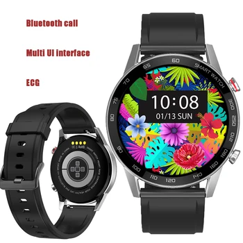 

Bluetooth Call Smart Watch Dt95 Round Screen Multi Language IP67 Multi Screen Interface Black Silicone Strap Watch Android IOS