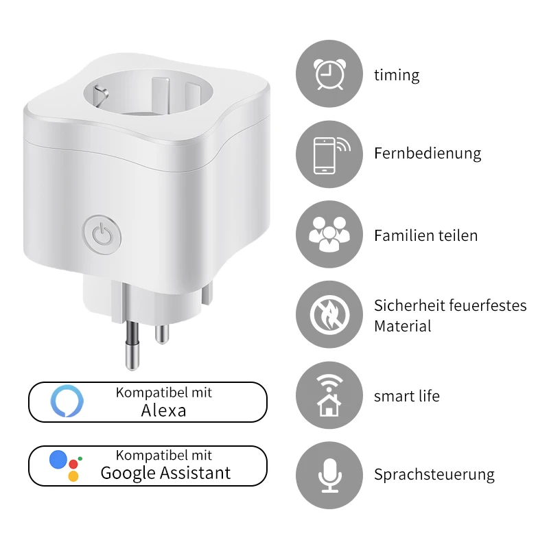 Мини стандарт 10A ЕС Смарт Wifi Разъем с питанием монитор розетка работает Google Home Alexa