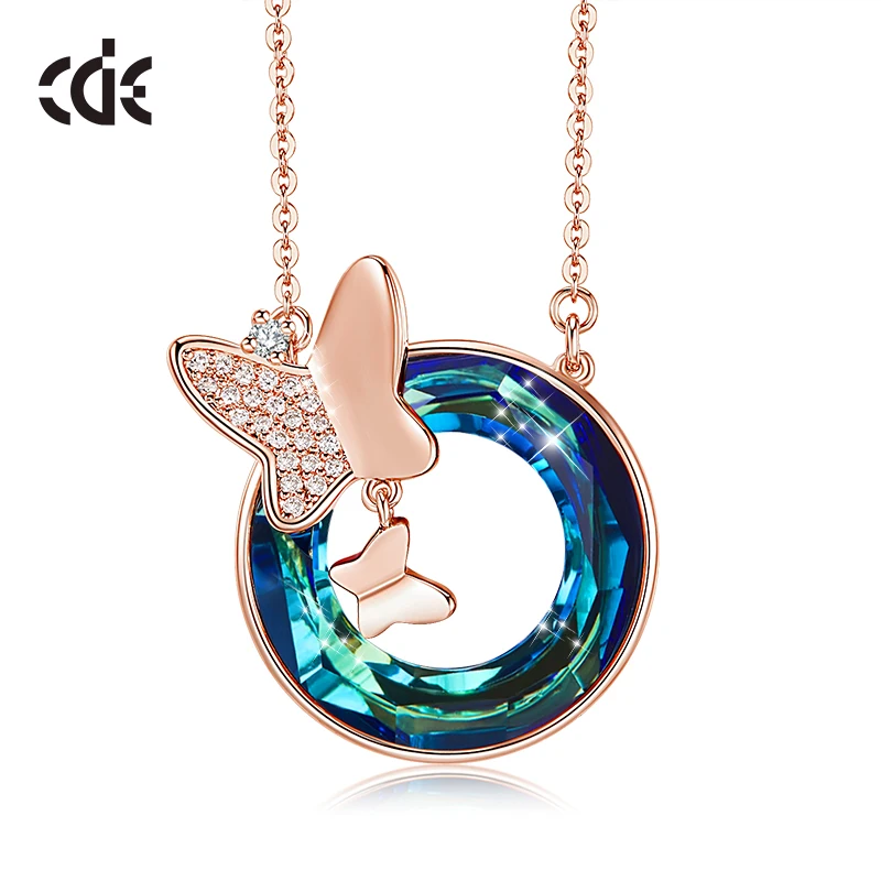 CDE украшенное кристаллами от Swarovski Круглый Кулон женское ожерелье с цирконом