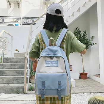 

Fashion Women Nylon Zipper Capacity Student Backpack Travel Couple Bag Shoulder Bag Teenage Girls Kids Multi-Function bag