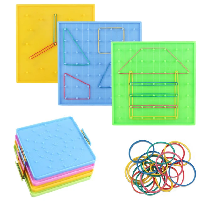 16x16cm Double Sided Geoboard Nails Peg Board Rubber Bands Plate Primary Mathematic Geometry Cognition for Kids Early Education 1