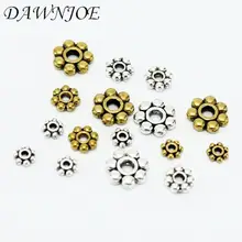 100 unids/lote 4/6/8mm Vintage flor espaciador DIY haciendo pulseras con encanto cuenta espaciadora separados hallazgo cuentas de joyería