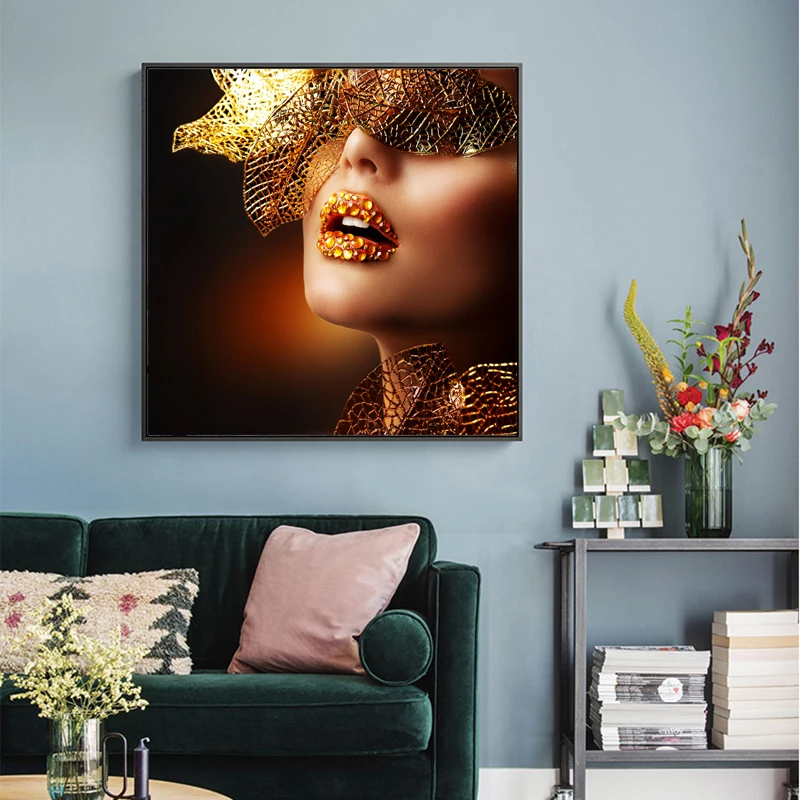

Canvas Painting Portrait Posters and Prints Abstract Sexy Women Nude Art Leaves Wall Pictures for Living Room Cuadros Home Decor
