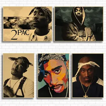 

Vintage Poster Hiphop RAP GOD Tupac 2PAC Retro Poster Vintage Kraft Print Poster Wall Home Room Decoration