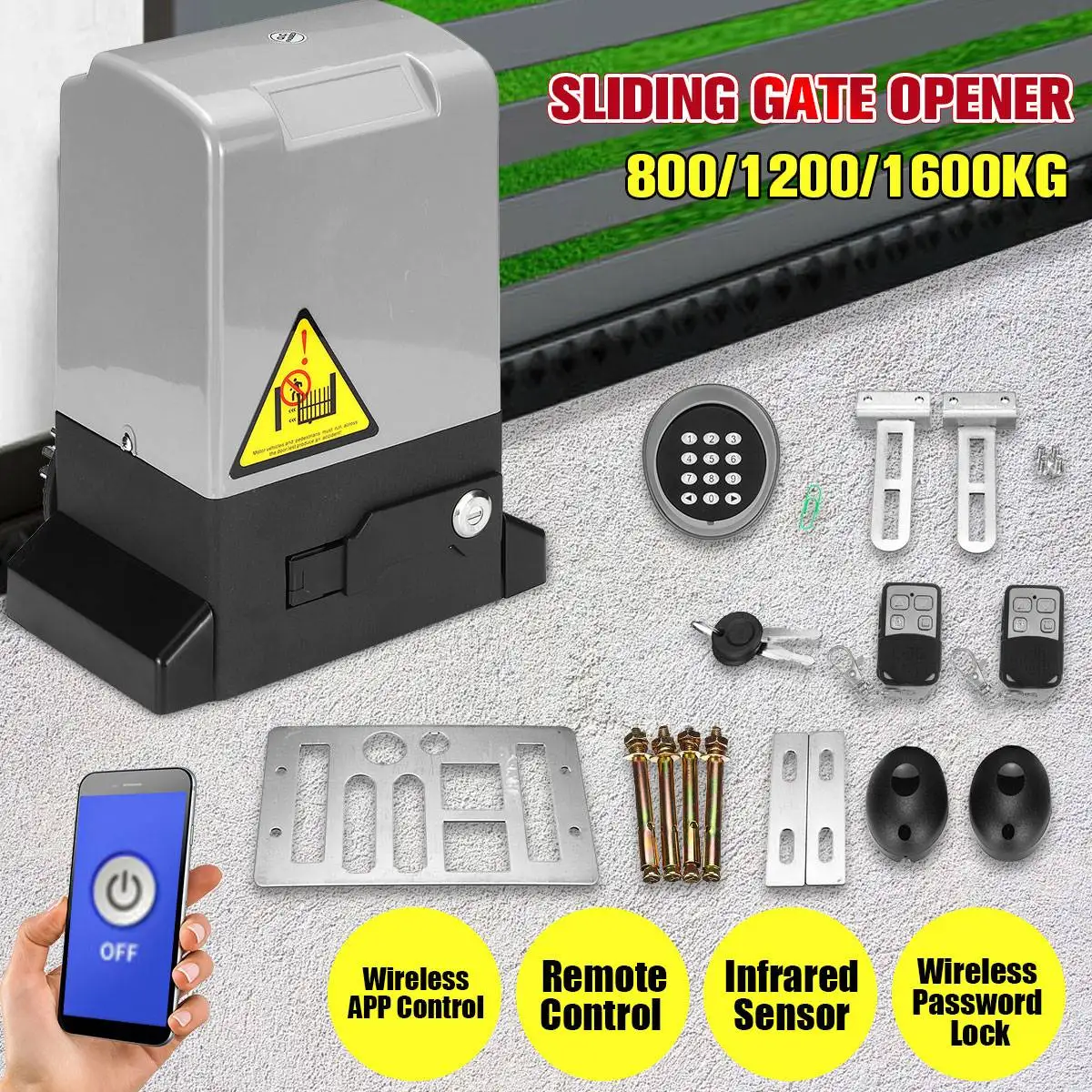 800/1600KGWiFi APP Control Automatic Sliding Gate Operator Motor