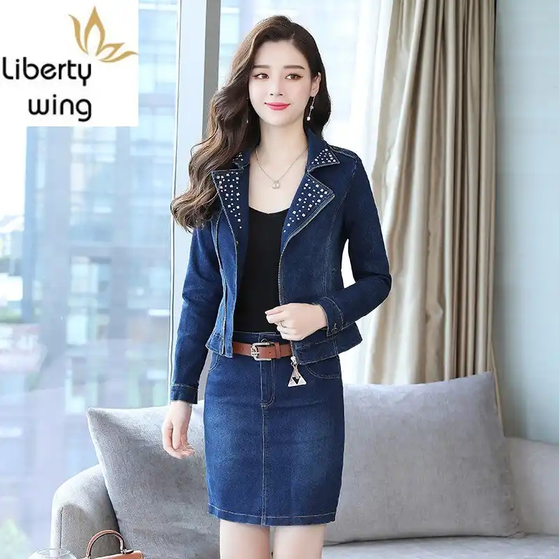 skirt and jean jacket set