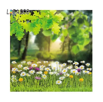 

Laeacco Photography Backdrops Easter Day Spring Flower Maple Leaf Grass Lawn Personalized Photographic Background For Photocall