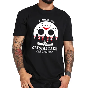 

Friday the 13th T Shirt Jason Horror Movie 100% Cotton EU Size High Quality Tshirt Crystal Lake Camp Counselor Shirt