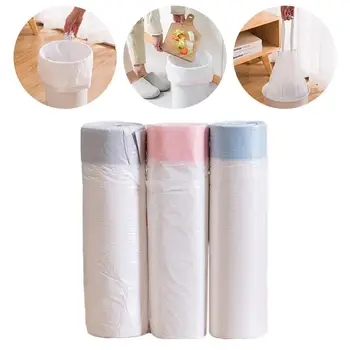 

3 Rolls of Drawstring Garbage Bags PE Automatic Multifunctional Convenient Closing Trash Storage Pouch for Kitchen Living Room