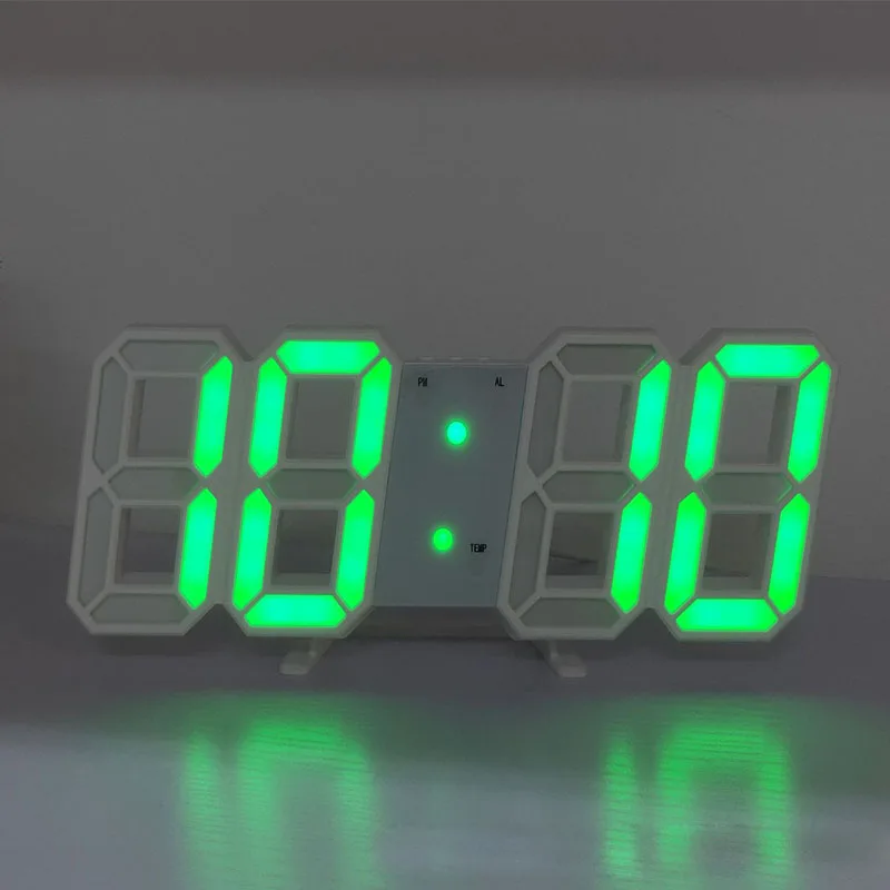 Настенные часы 3D светодиодный цифровой USB настольные часы будильник ночник современный дизайн часы для дома украшения гостиной - Цвет: white green