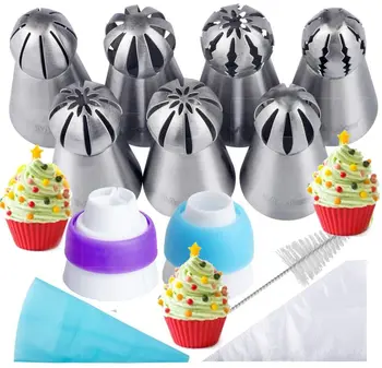 

21PCS Russian Piping Tips Set Russian Ball Tips with Reusable Pastry Bag for Cake Decorating Large Piping Tips Set