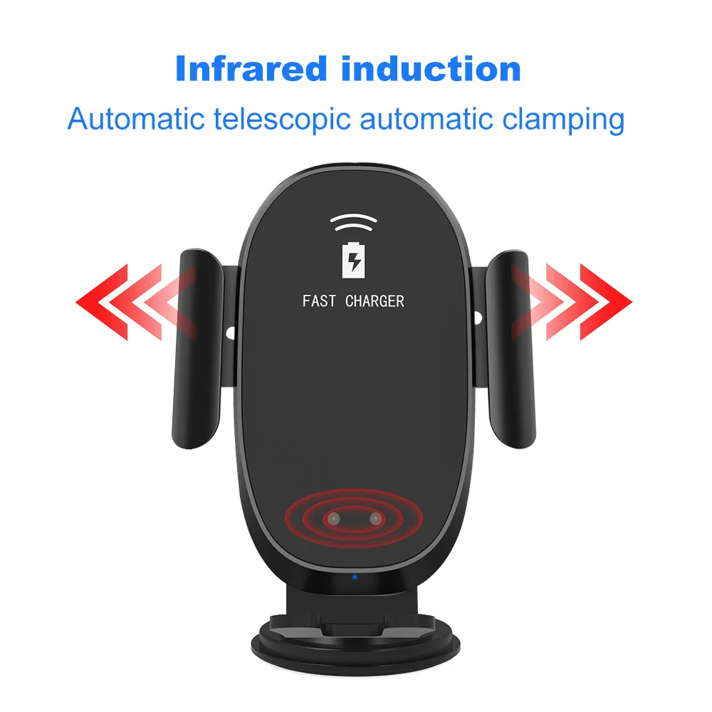 10 Вт беспроводное автомобильное зарядное устройство Автомобильный держатель телефона инфракрасный зондирующий автоматический зажим Быстрая зарядка подставка для iPhone X XS samsung S10 S9