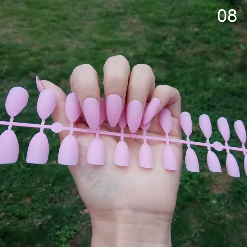 Matte Nail Tip 8 Съемный полное покрытие поддельные ногти Типсы с клеем, стикер смешанный шаблон многоразовые инструменты для украшения ногтей - Цвет: Matte Nail Tip 8