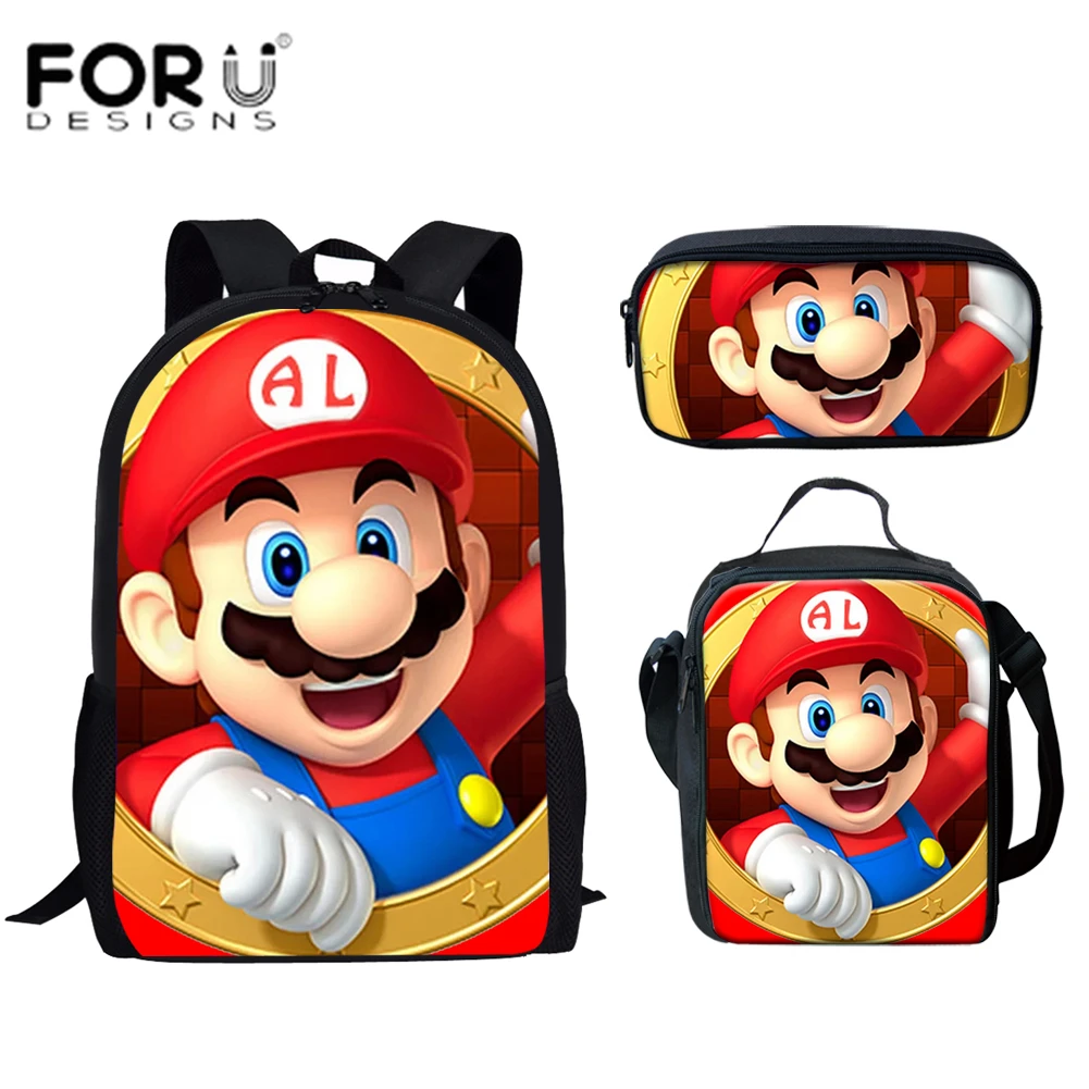 

FORUDESIGNS New Hot Cute Super mario Printed Men Backpack Teenager Boys 2020 Mochila School Children's Gifts Variety Wholesale