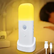 

2021 Rechargeable Dimmable LED Motion Sensor Night Light,Portable Motion Activated Night Lamp for Indoor Kids Room Bedroom свет