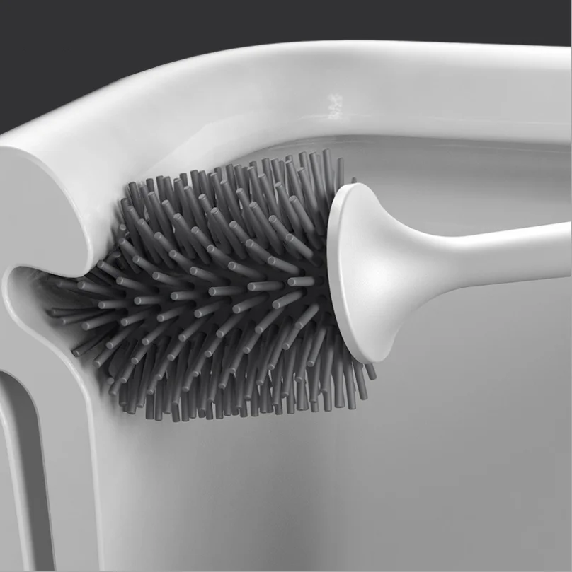 ABS Long Handle Toilet Brush TPR Soft Hair Bathroom Cleaning Brush Silicone No Dead Corner Toilet Cleaning Brush Set