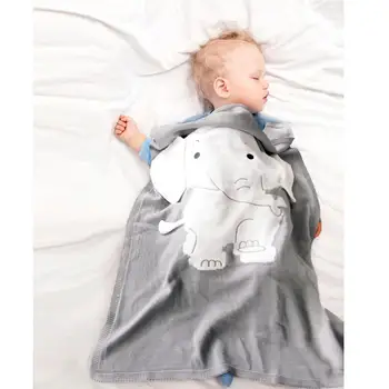 

70*110cm Baby Blanket Elephant Pattern Knitted Blanket Infant Sleepping Blanket Soft Beach Mat Newborn Wrap Baby Bedding