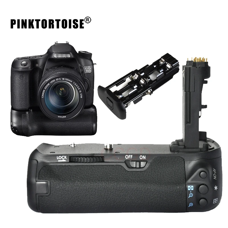 

PINKTORTOISE 70D Battery Grip holder for Canon EOS 70D 80D DSLR as BG-E14 LP-E6