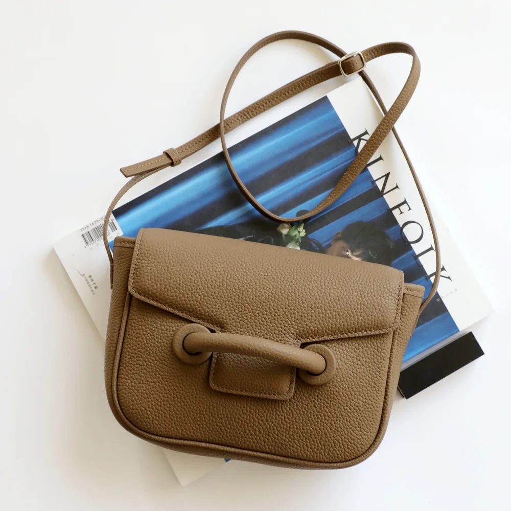 Ox Nose Versatile Commuting Single Shoulder Genuine Leather Cassette Bag Crossbody Real Strap Women Messenger Bags | Багаж и сумки