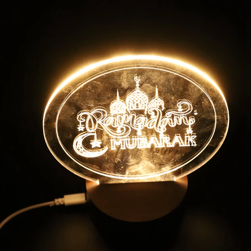 ABUI-Usb Powered 3D Eid Mubarak светодиодный ночной Светильник Рамадан Mubarak Настольный светильник для Eid Al-Fitr вечерние декоративный светильник 2