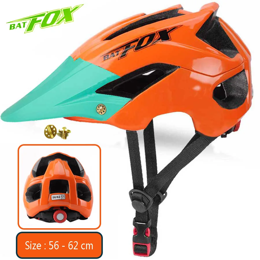 BATFOX велосипедный шлем MTB велосипедные шлемы Для мужчин Профессиональный дорожный шлем для езды на мотоцикле Для женщин ультралегкий цельный спортивный Fietshelm - Цвет: Orange-Blue