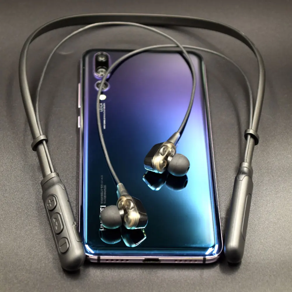 Черный G01 Bluetooth гарнитура для шеи наушники для бега спортивные наушники TWS беспроводные наушники двойные динамические гибридные наушники с глубоким басом - Цвет: Черный