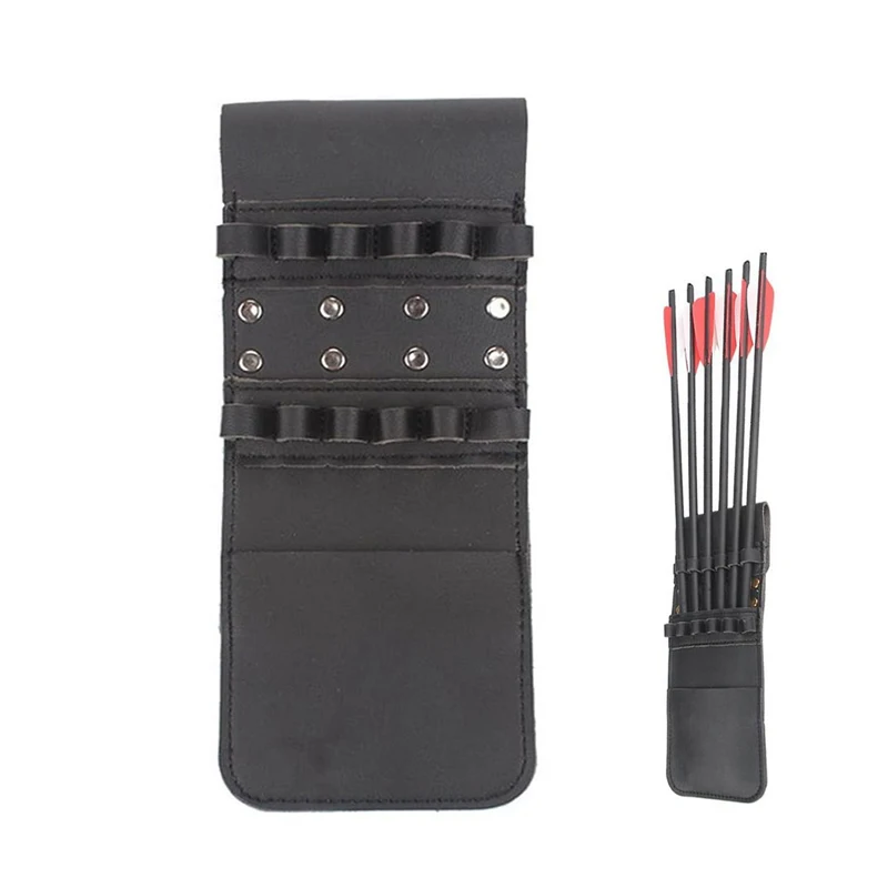 

Vintage Leather Double Arrow Bag For 12 Arrows Archery Supplies Black Portable Reverse Curved Bow Dorlach For Hunting Shooting