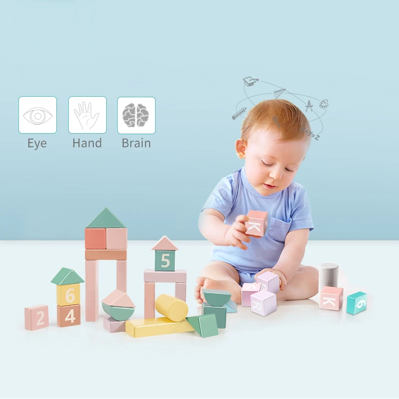BabyGo 73 шт. DIY дизайн строительные блоки детские Ранние развивающие игрушки сборка игры для детей детские деревянные блоки